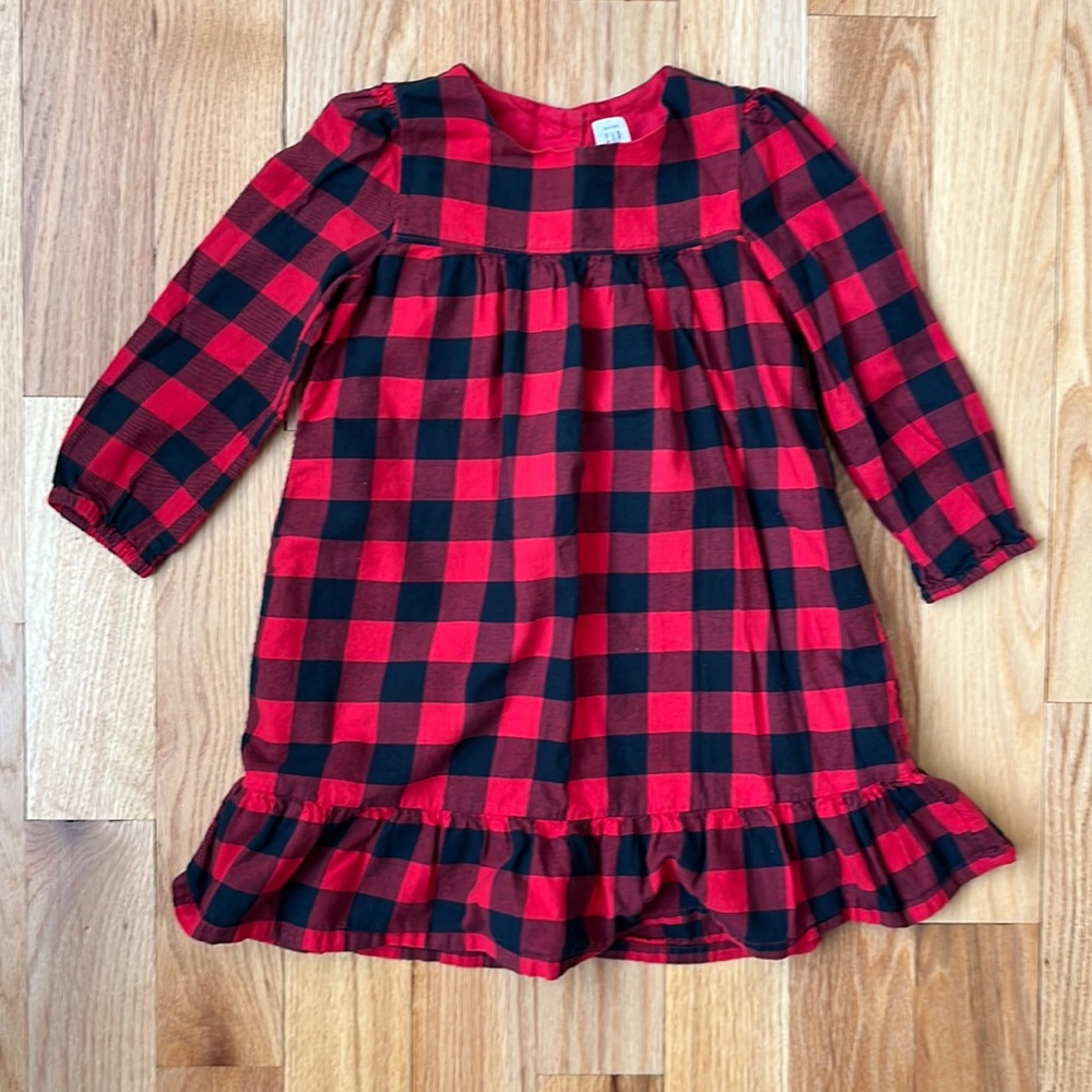 Baby Gap Girls Red Checkered Long-Sleeved Dress Size 5